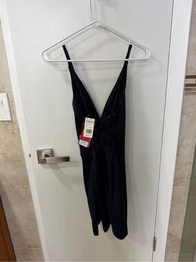 Blondie Nites Navy V-Neck Slip Dress with Spaghetti Straps